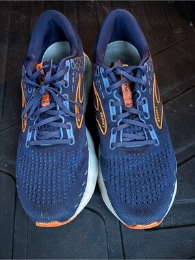 Brooks Men's Navy Blue and Orange Athletic Running Shoes